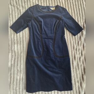 NWT Boden Navy Blue Corduroy Dress With Short Sleeves Size 10